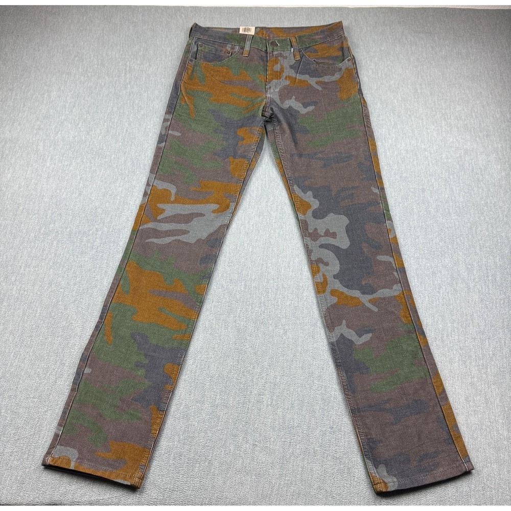 Levis Pants Mens 30x34 511 Gray Camo Corduroy Slim Fit Warp Stretch Mid Rise NWT